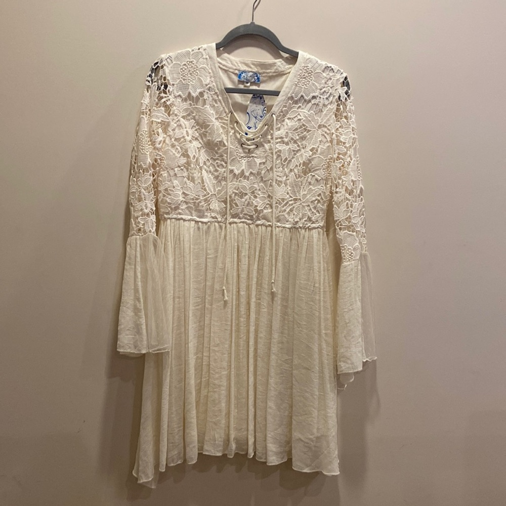 White Lace Crisscross Dress